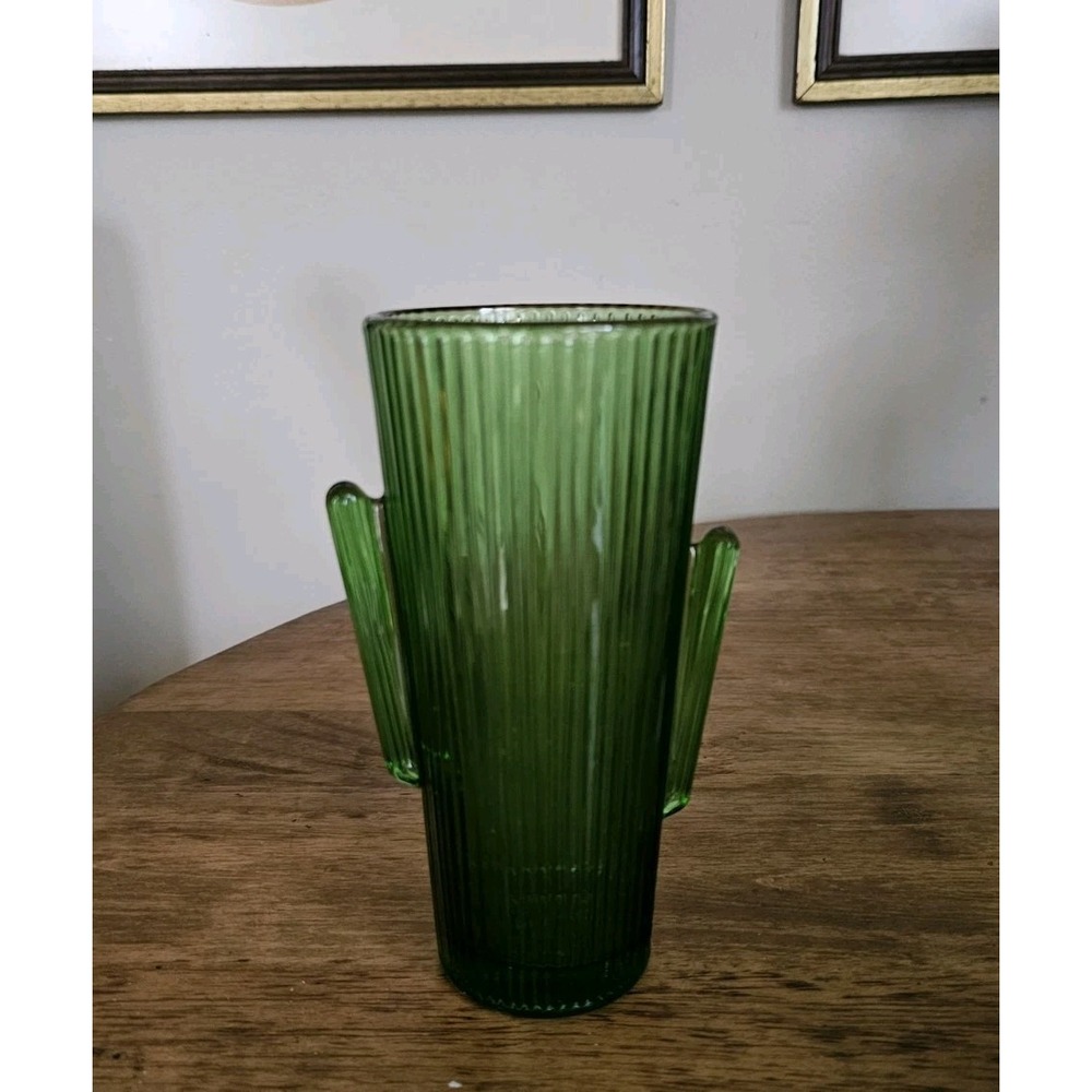 Set-6 Libbey Saguaro Cactus Glass Emerald Green 16 Oz Tumbler 7" 1970 Quality! - Picture 5 of 6
